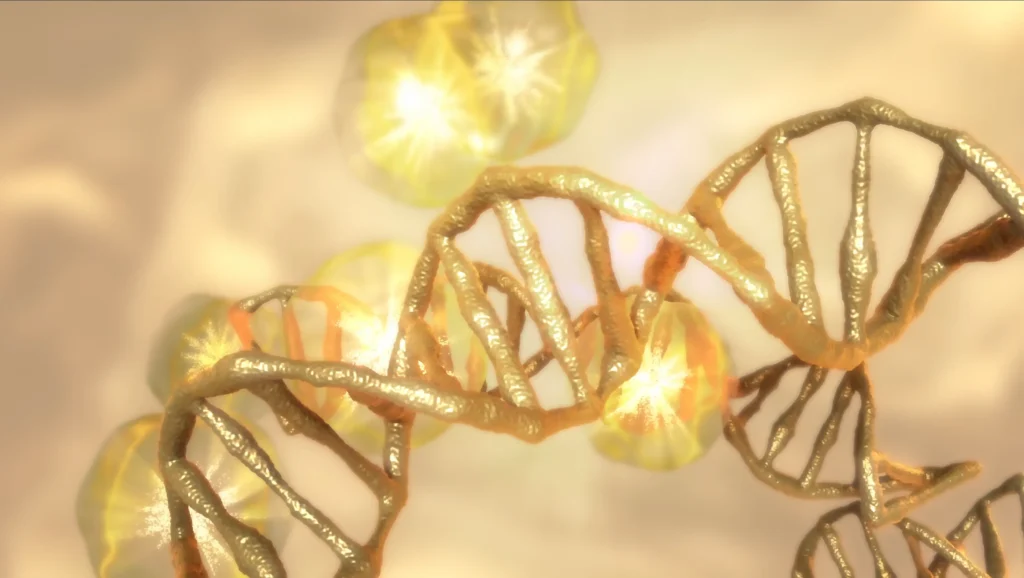 detalle 3D de estructura microscópica en producto cosmético Bruno Vassari