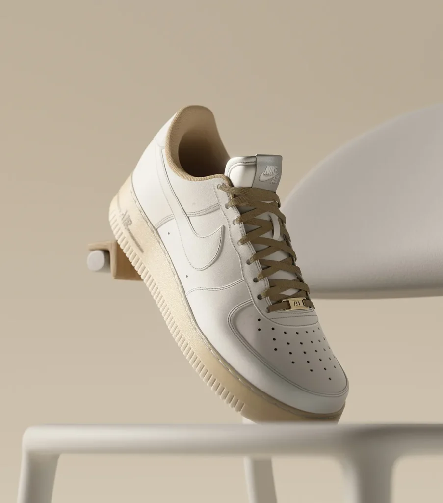 zapatilla en render 3d con materiales y iluminación suave y controlada